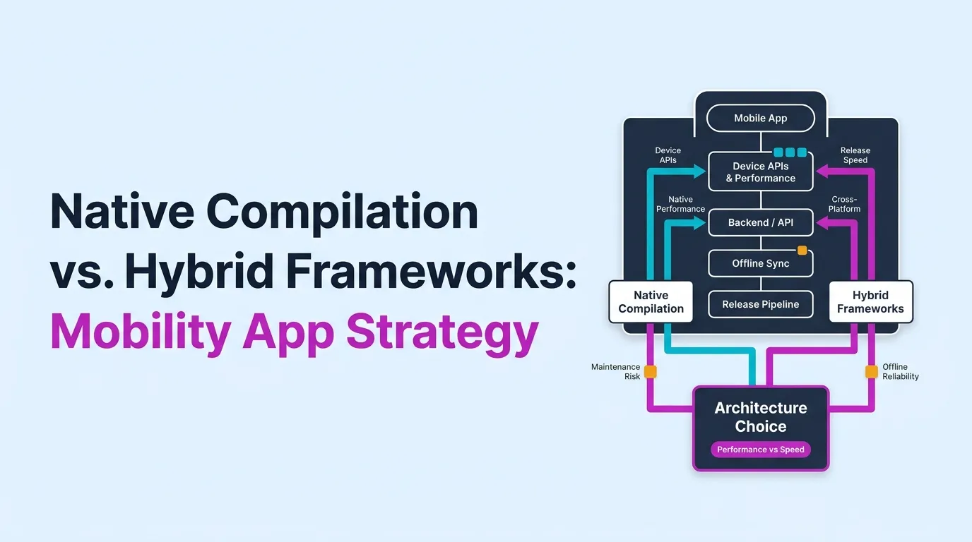 Native compilation vs hybrid frameworks decision matrix for mobility apps