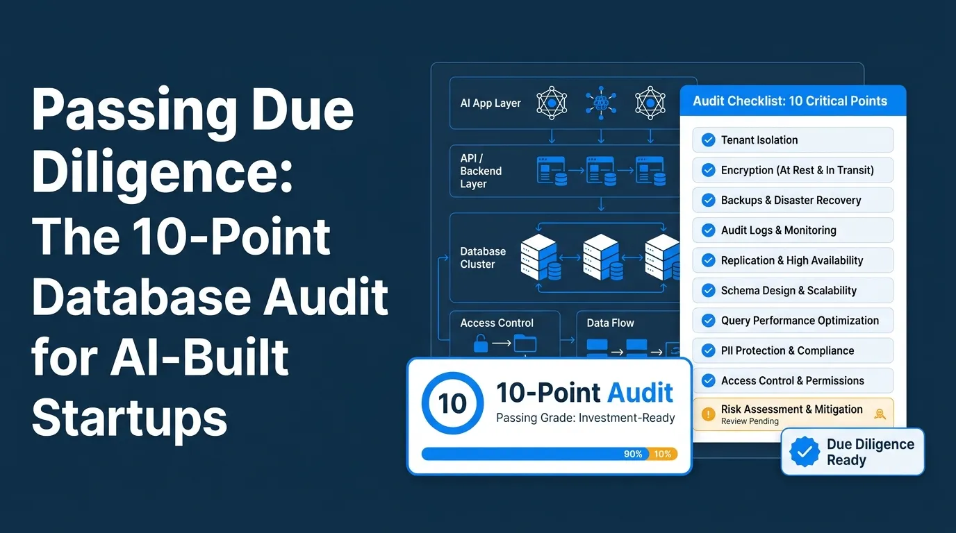 10-point database audit checklist for AI-built startups preparing for due diligence