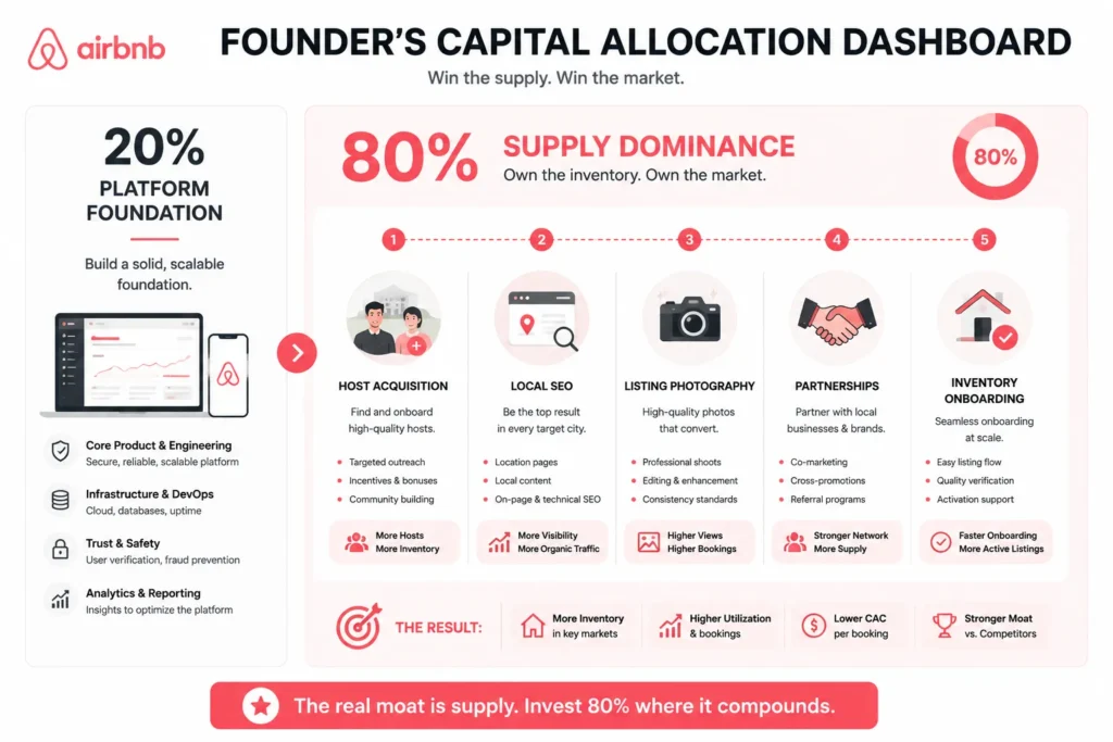80 20 capital allocation strategy for niche vacation rental marketplace founders