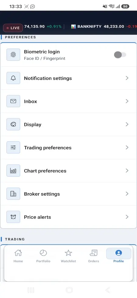 Zerodha Clone 25 Zerodha Clone Mobile App Screen 14