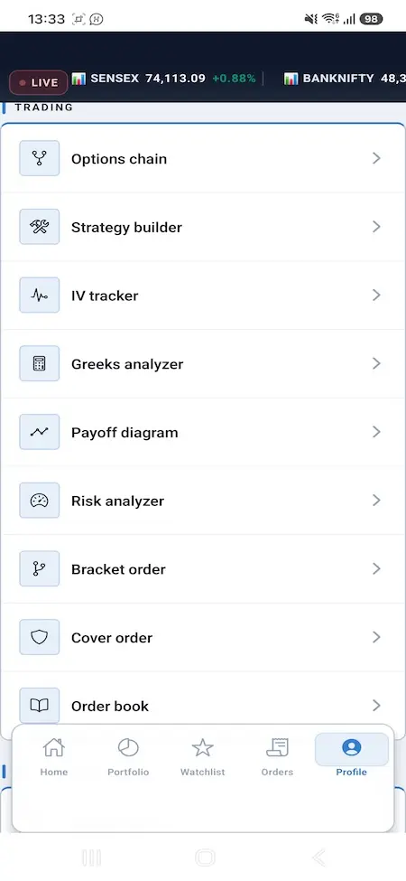 Zerodha Clone 23 Zerodha Clone Mobile App Screen 16
