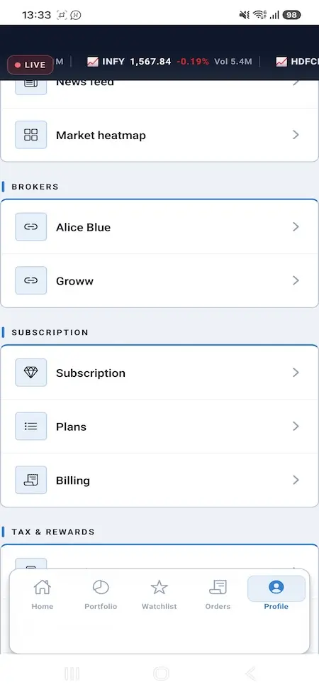 Zerodha Clone 22 Zerodha Clone Mobile App Screen 18
