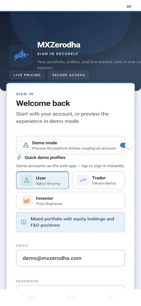 Zerodha Clone 36 Zerodha Clone Mobile App Screen 3