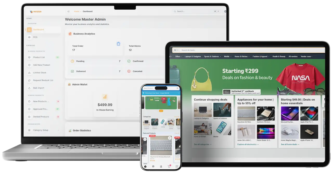 Amazon Clone Platform Across Storefront, Seller, and Admin Interfaces