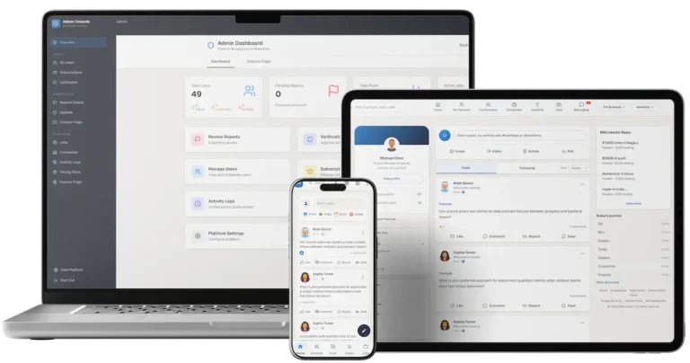 LinkedIn Clone Across Web, Mobile, and Admin Interfaces