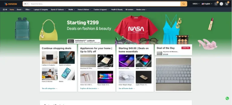 Amazon Clone Web Storefront Homepage