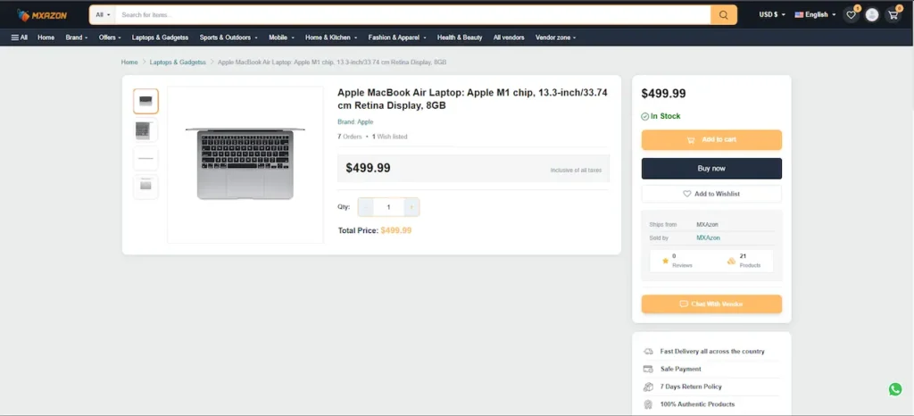 Amazon Clone Web Product Details and Purchase Panel