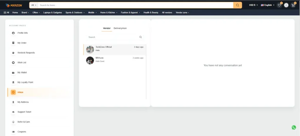 Amazon Clone Customer Support Inbox