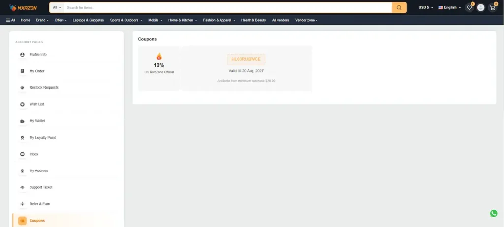 Amazon Clone Customer Loyalty Points