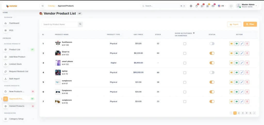 Amazon Clone Admin Vendor Management