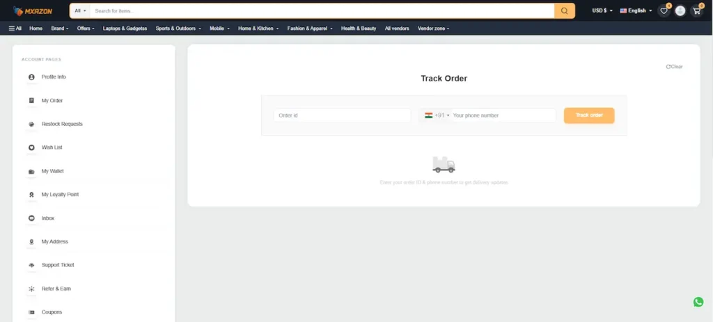 Amazon Clone Web Order Tracking