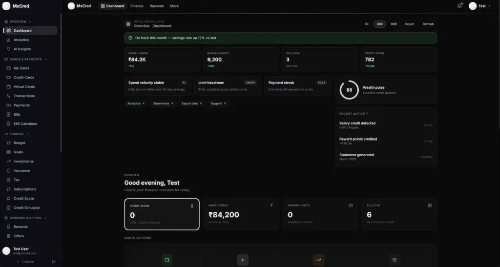 Cred Clone Member Financial Overview Dashboard