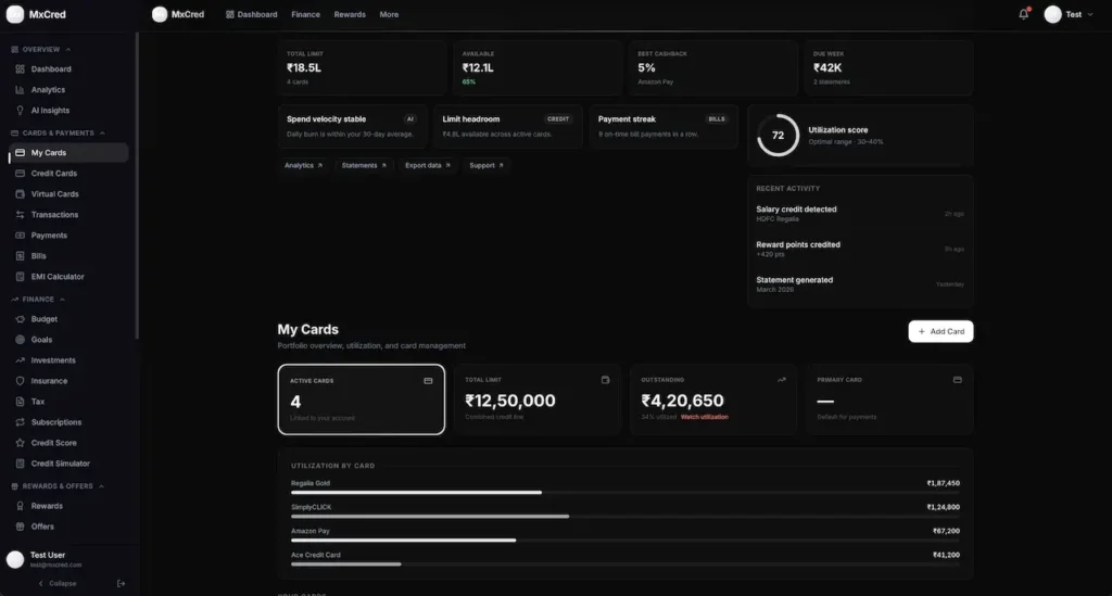 Cred Clone Credit Card Portfolio Overview