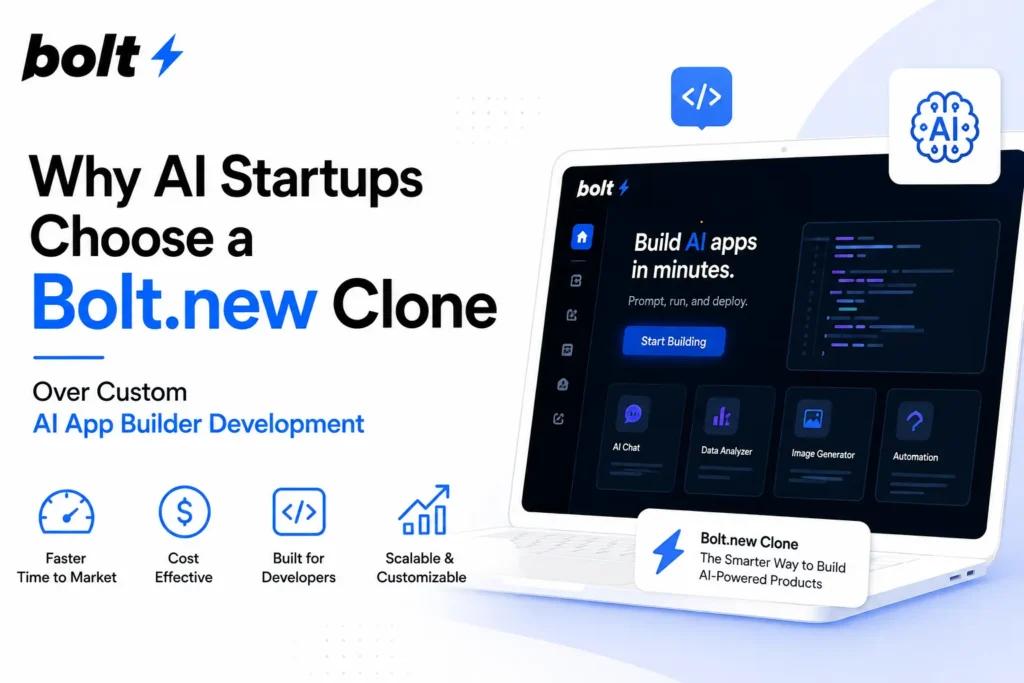 Why AI startups choose a Bolt.new clone over custom AI app builder development