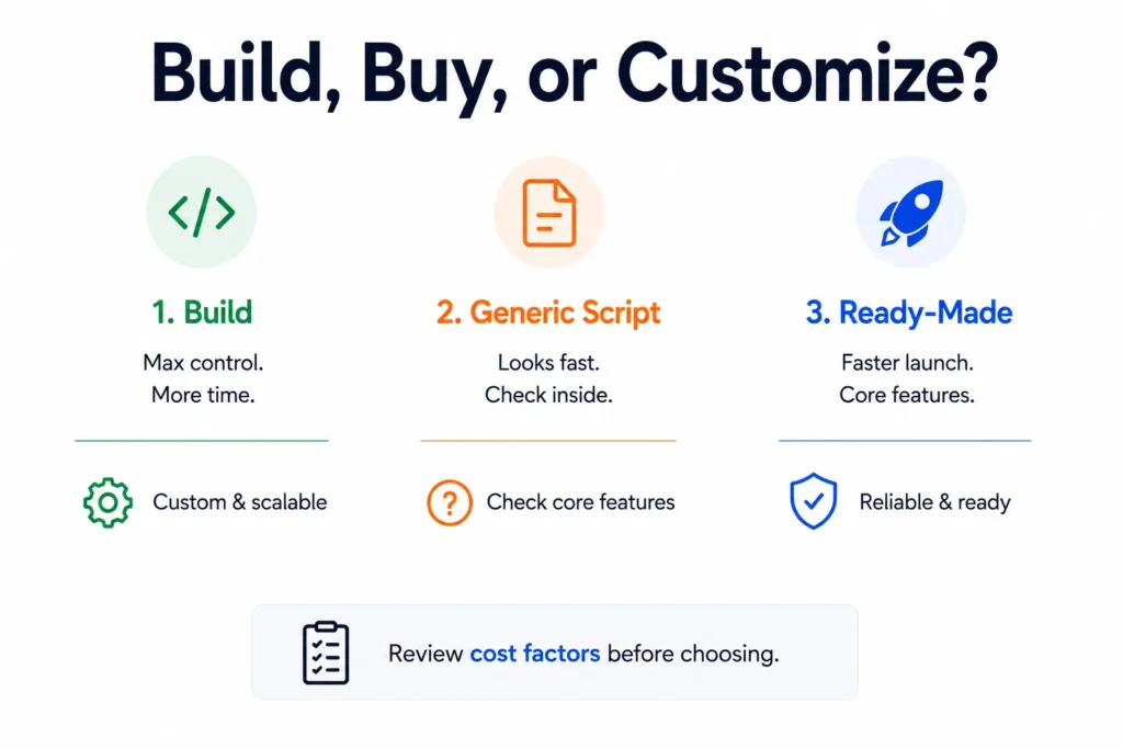 How Does a Sports Betting Platform Manage Odds, Markets, Bets, and Payouts in Real Time? 2 Build, buy, or customize a Sports Betting Platform Management by comparing custom development, generic scripts, and ready-made solutions.