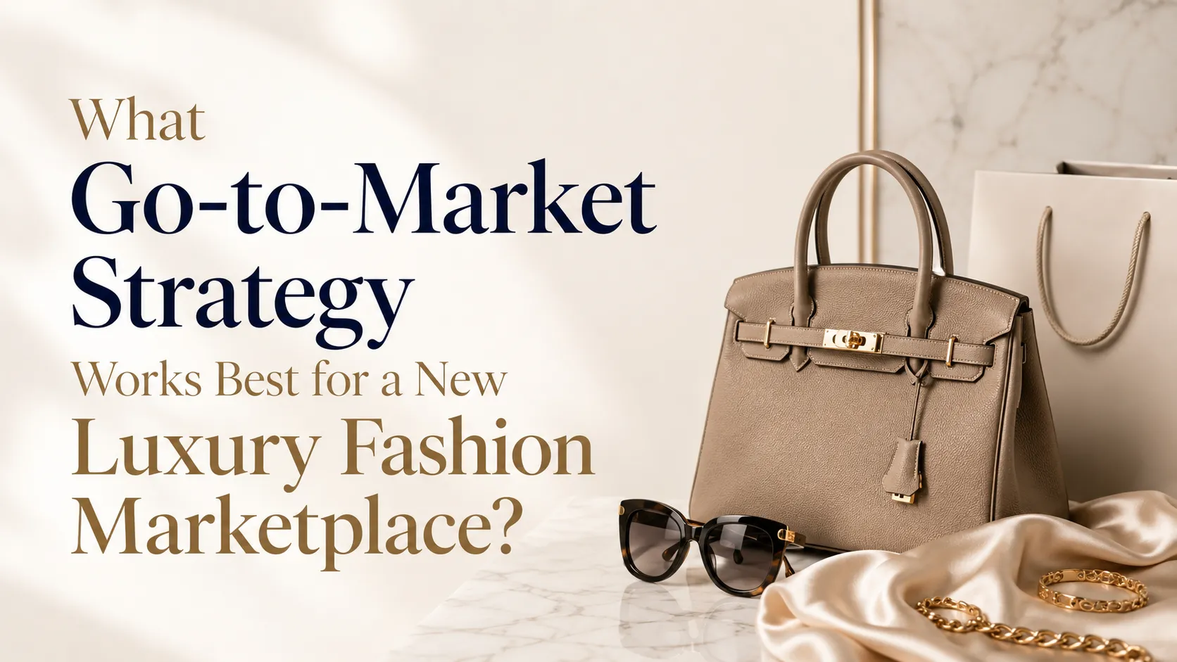 Go-to-market strategy for a luxury fashion marketplace showing premium handbags, accessories, positioning, and market launch planning