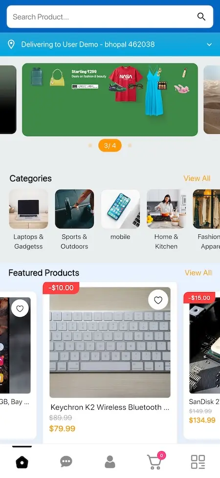 Amazon Clone Mobile Storefront and Featured Products