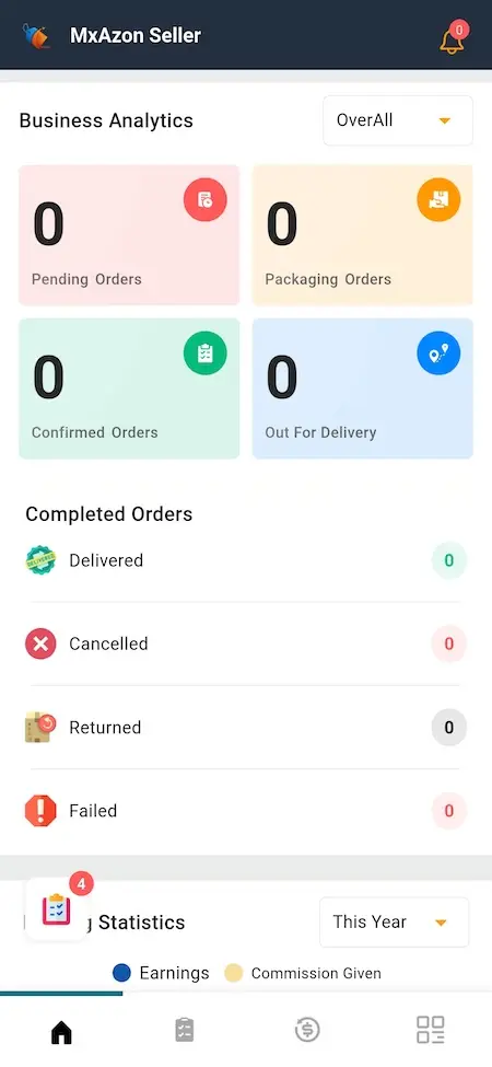 Amazon Clone Seller Mobile Business Dashboard