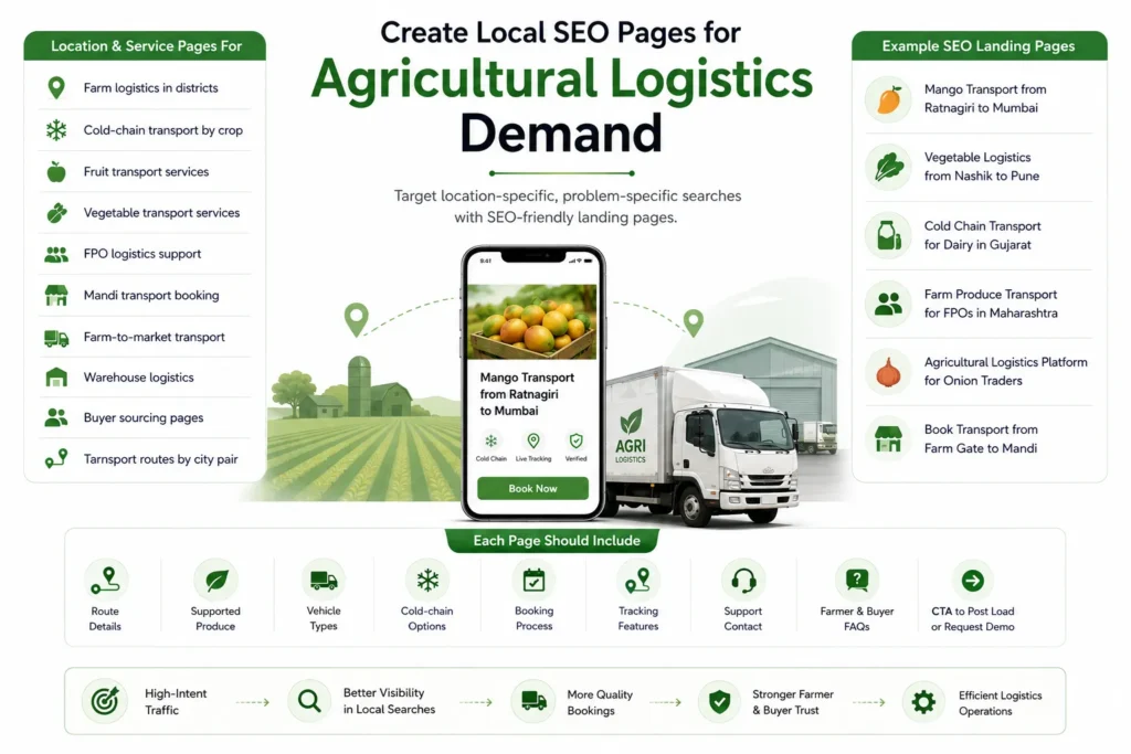 Create local SEO pages to capture agricultural logistics demand and generate more transport bookings