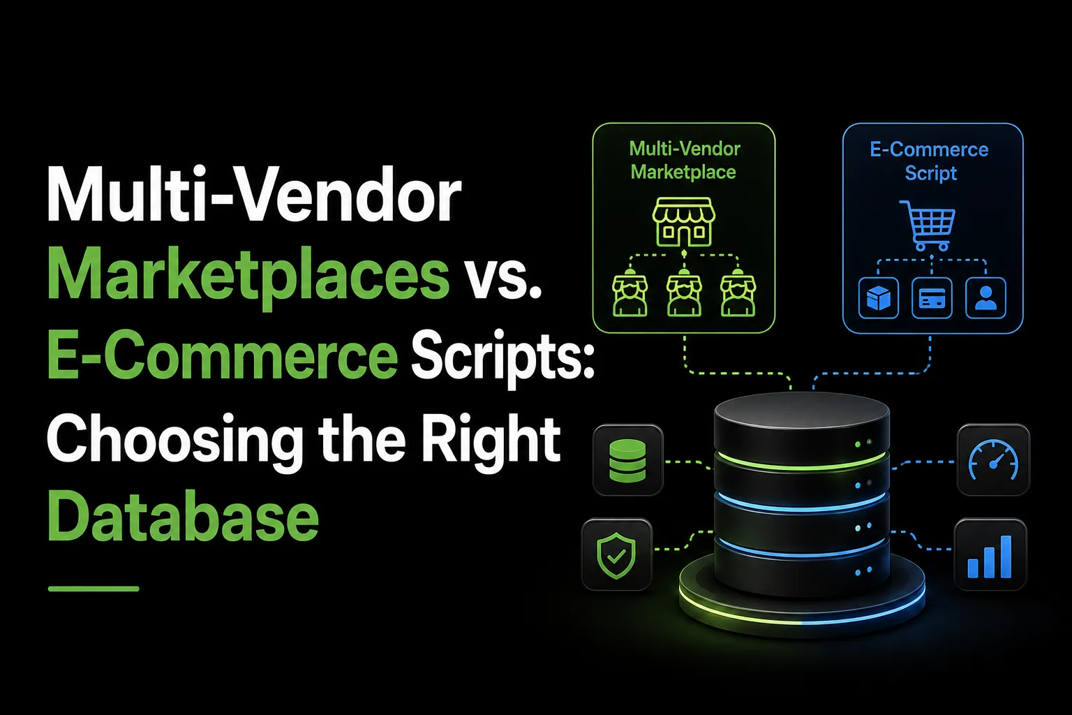 Multi-vendor marketplace vs e-commerce script database comparison for choosing the right database architecture