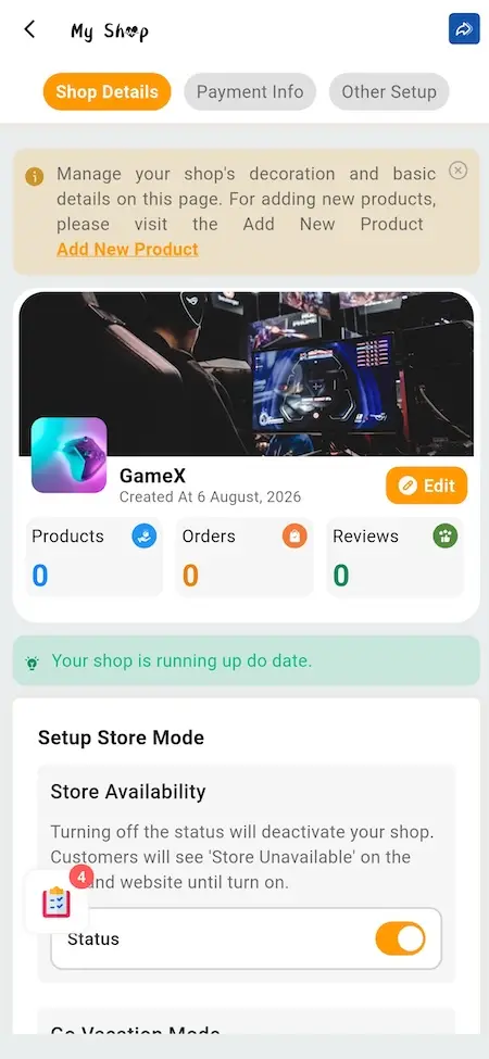 Amazon Clone Seller Shop Availability Settings