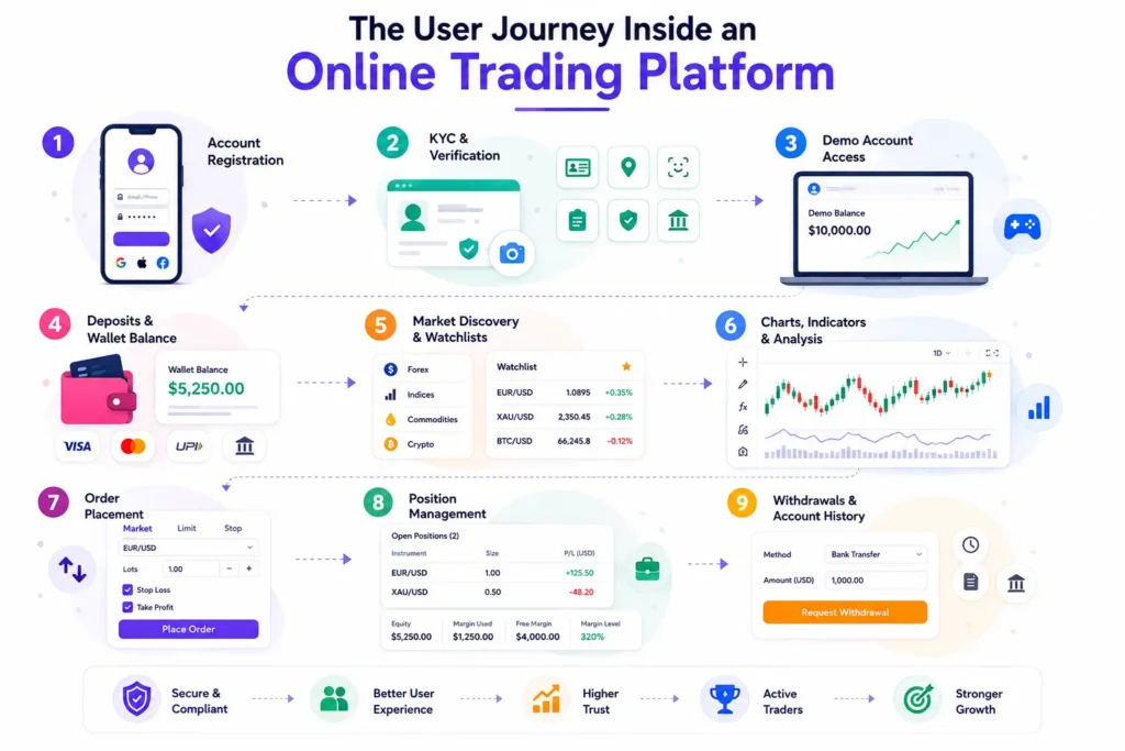 What Is a Blueberry Markets Like App and How Does an Online Trading Platform Work? 1 User journey inside an online trading platform from registration and KYC to order placement and withdrawals