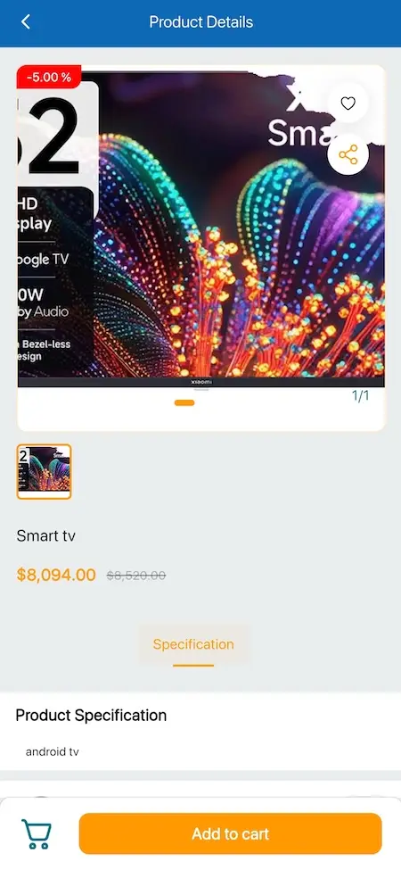 Amazon Clone Mobile Product Details