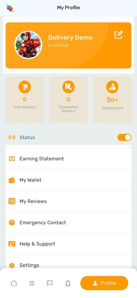 Amazon Clone Delivery Staff Profile