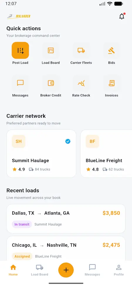 DAT Load Board Clone 43 02 broker dashboard insights