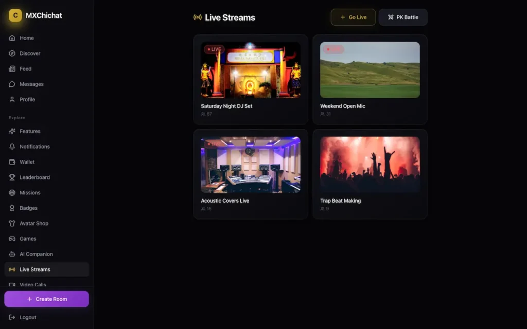 ChillChat Clone 28 03-live-streams