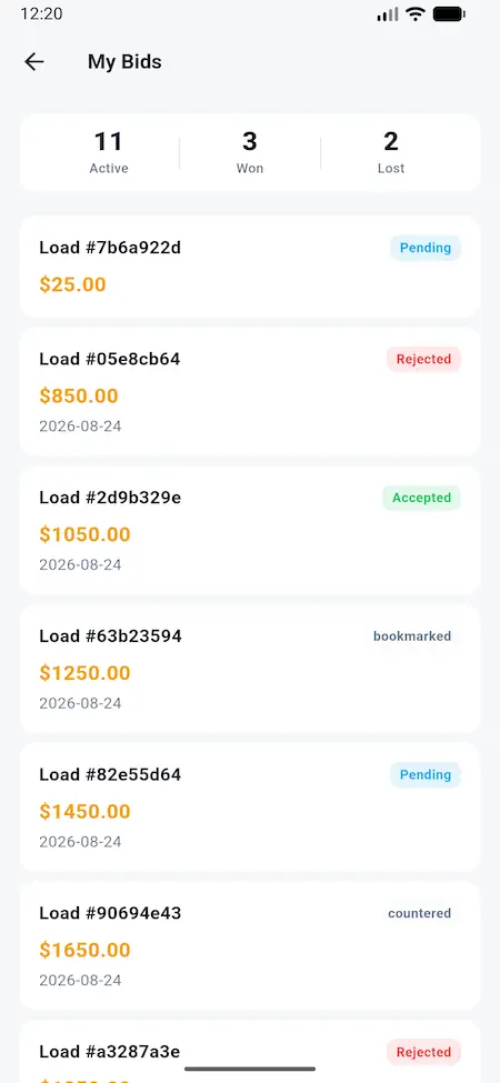 DAT Load Board Clone 31 04 carrier my bids
