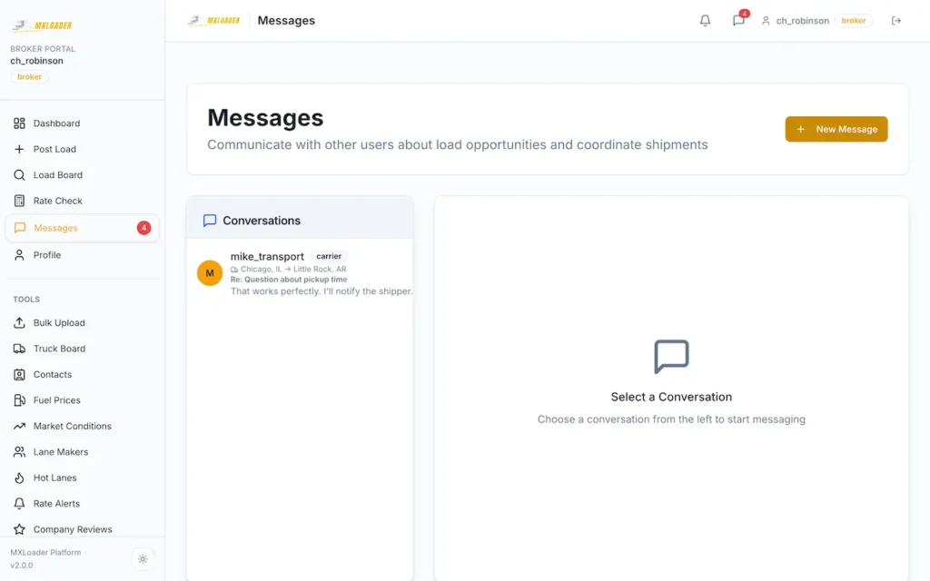 DAT Load Board Clone 68 04-messages
