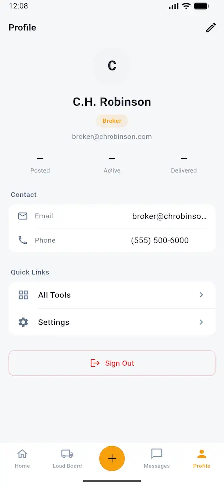 DAT Load Board Clone 39 06 broker profile