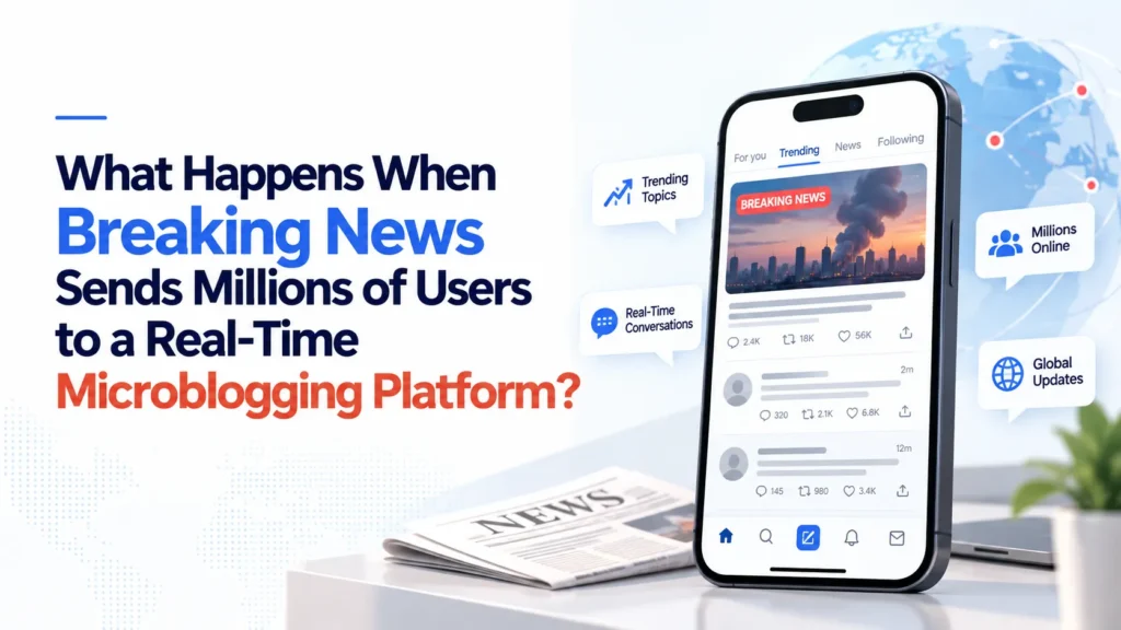Breaking news driving millions of users to a real-time microblogging platform