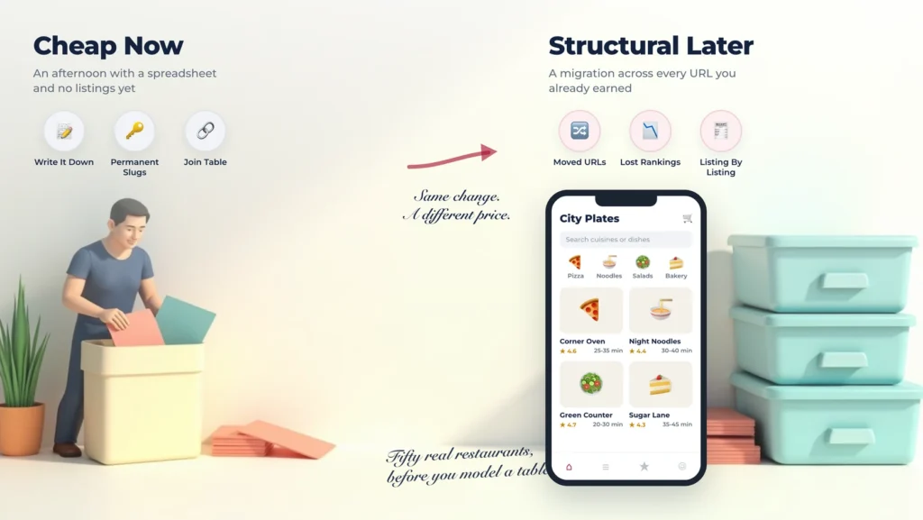 Cuisines, Categories and Chains: The Catalogue Decisions That Are Free Now and Structural Later