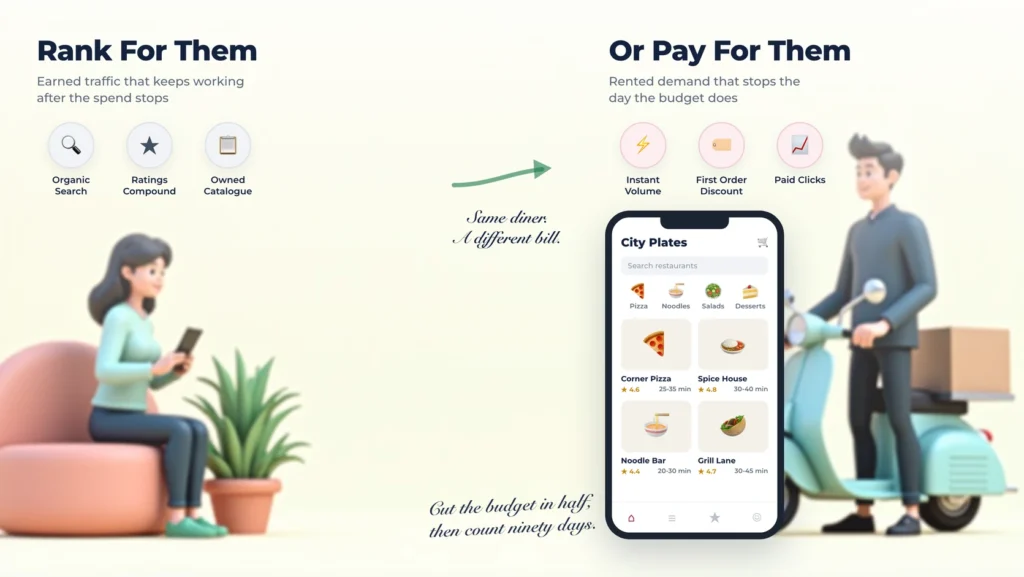 Rank for the Customer or Pay for Them: Two Growth Models Compared
