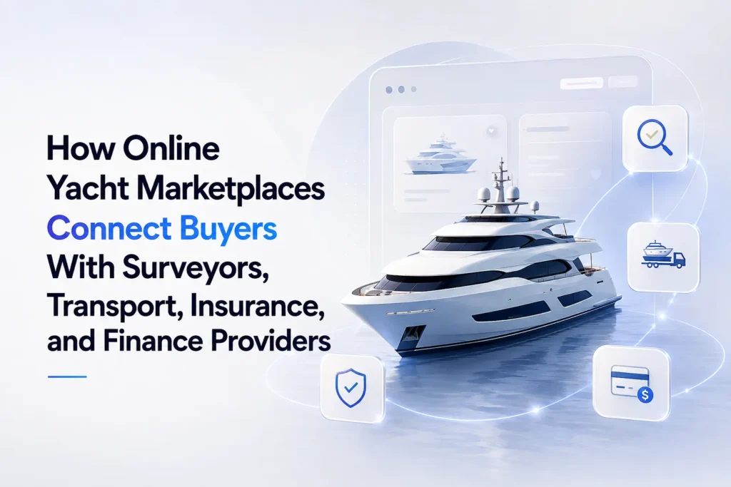 Online yacht marketplace connecting buyers with surveyors, transport, insurance, and finance providers