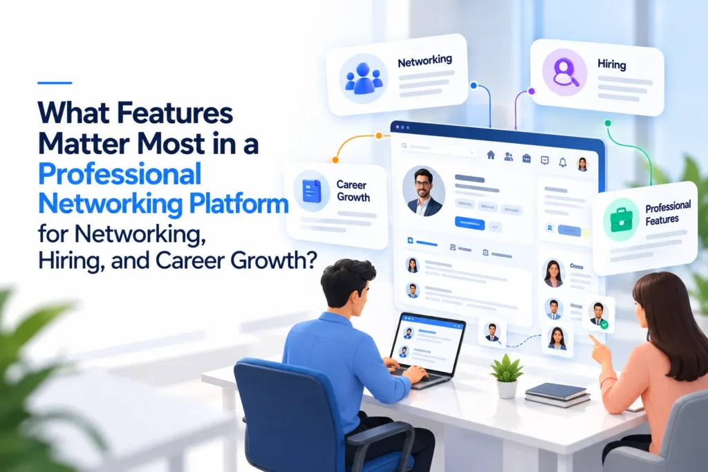 Professional networking platform features for networking, hiring, and career growth