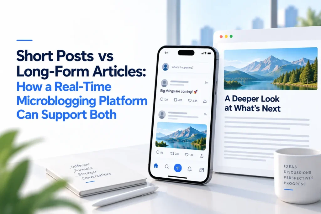 Short posts vs long-form articles on a real-time microblogging platform