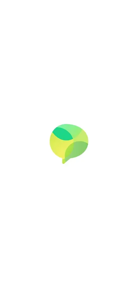 Mobile splash screen displaying the green and yellow messaging app logo on a white background.