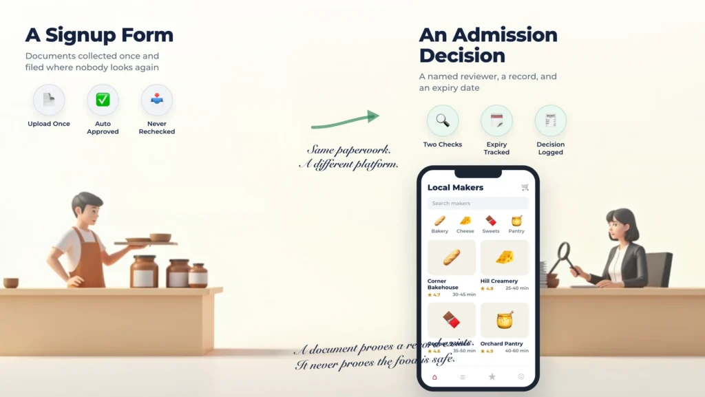Vendor Admission: What a Food Marketplace Must Check Before Approving a Maker