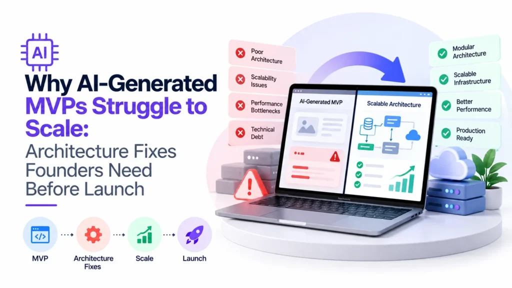 AI-generated MVP scalability challenges and architecture fixes needed to build a modular, high-performance, production-ready application.