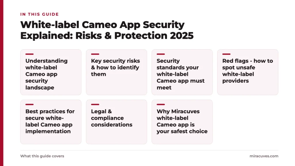 White-label Cameo App Security Explained: Risks & Protection 2025: Understanding white-label Cameo app security landscape, Key security risks & how to identify them, Security standards your white-label Cameo app must meet, Red flags - how t