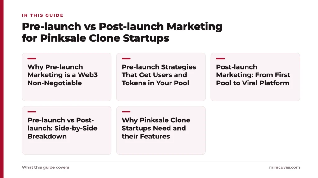 Pre-launch vs Post-launch Marketing for Pinksale Clone Startups: Why Pre-launch Marketing is a Web3 Non-Negotiable, Pre-launch Strategies That Get Users and Tokens in Your Pool, Post-launch Marketing: From First Pool to Viral Platform, Pre-