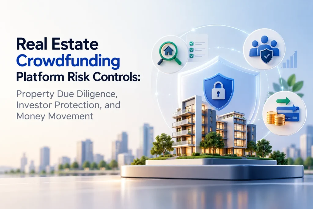 Real estate crowdfunding platform risk controls covering property due diligence, investor protection, secure transactions, and money movement.