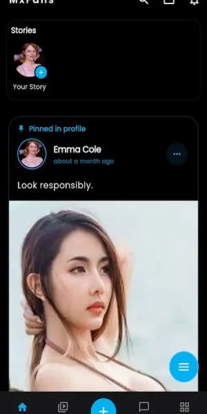 OnlyFans clone social feed with creator stories, pinned posts, premium content feed, creator profiles, and fan engagement features
