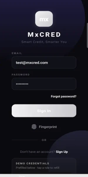 Cred Clone Mobile Sign-In Screen