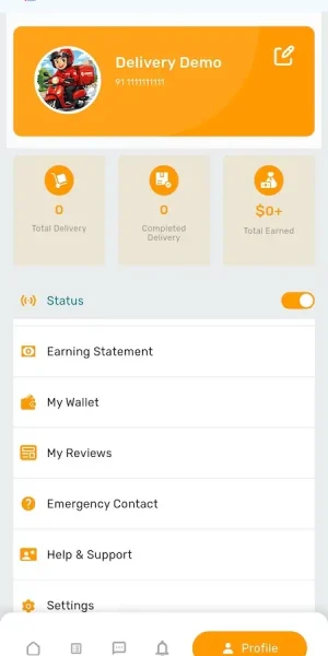 Amazon Clone Delivery Staff Profile